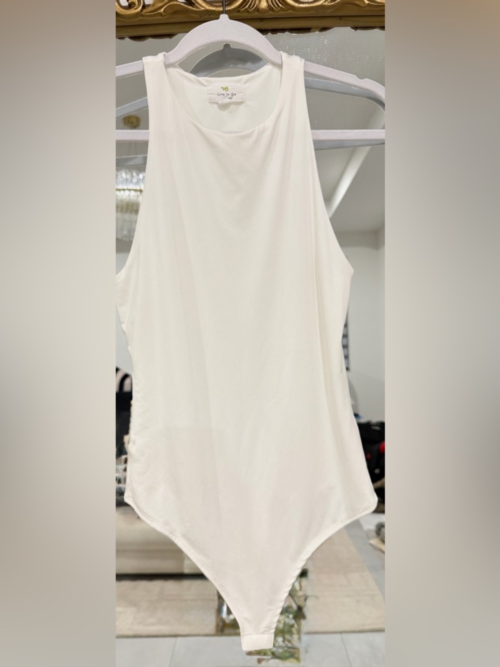 Ladies' Cream High-Neck Tank Bodysuit -